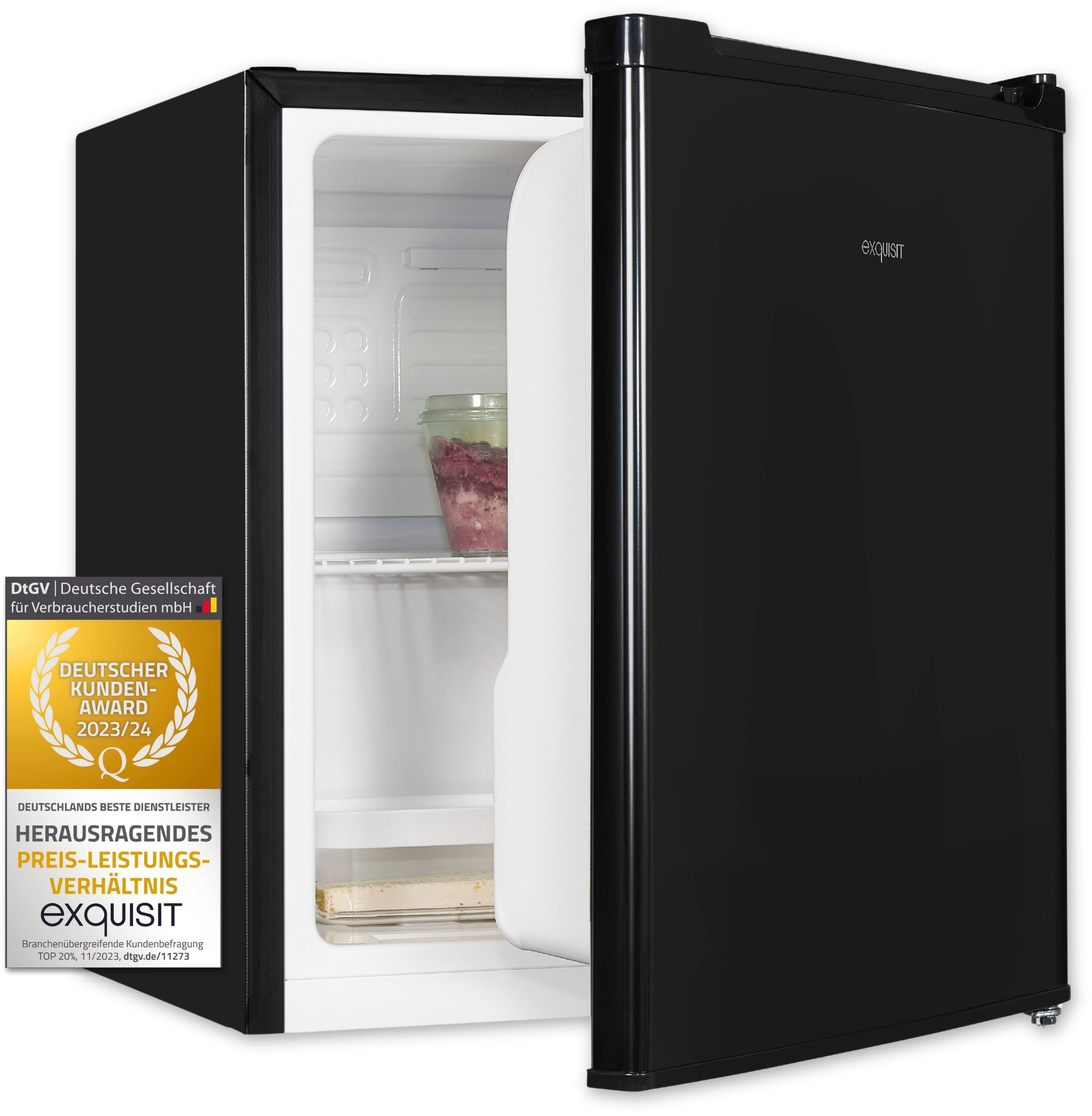 exquisit Kühlschrank KB05-V-040E schwarz, 51 cm hoch, 44 cm breit
