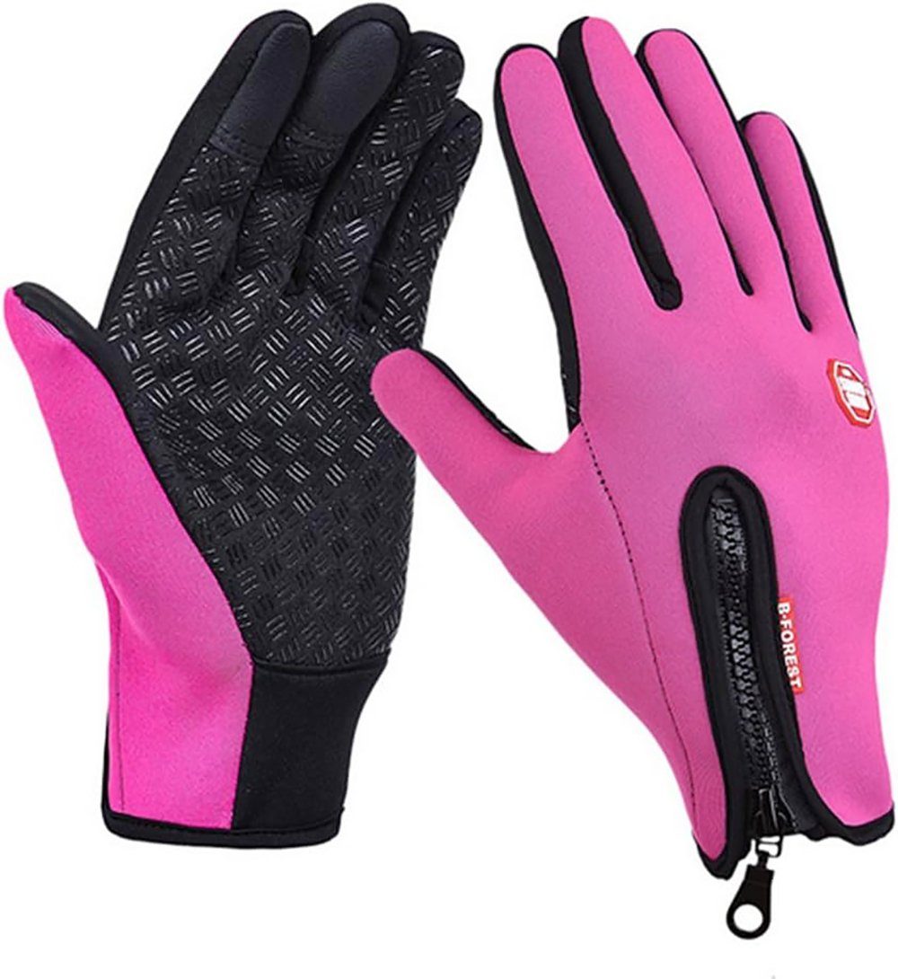 Alster Herz Fahrradhandschuhe Fahrrad Handschuhe ganzjährig, Touchscreen, leicht bequem, A0001 in sportlichem Design, atmungsaktiv Pink