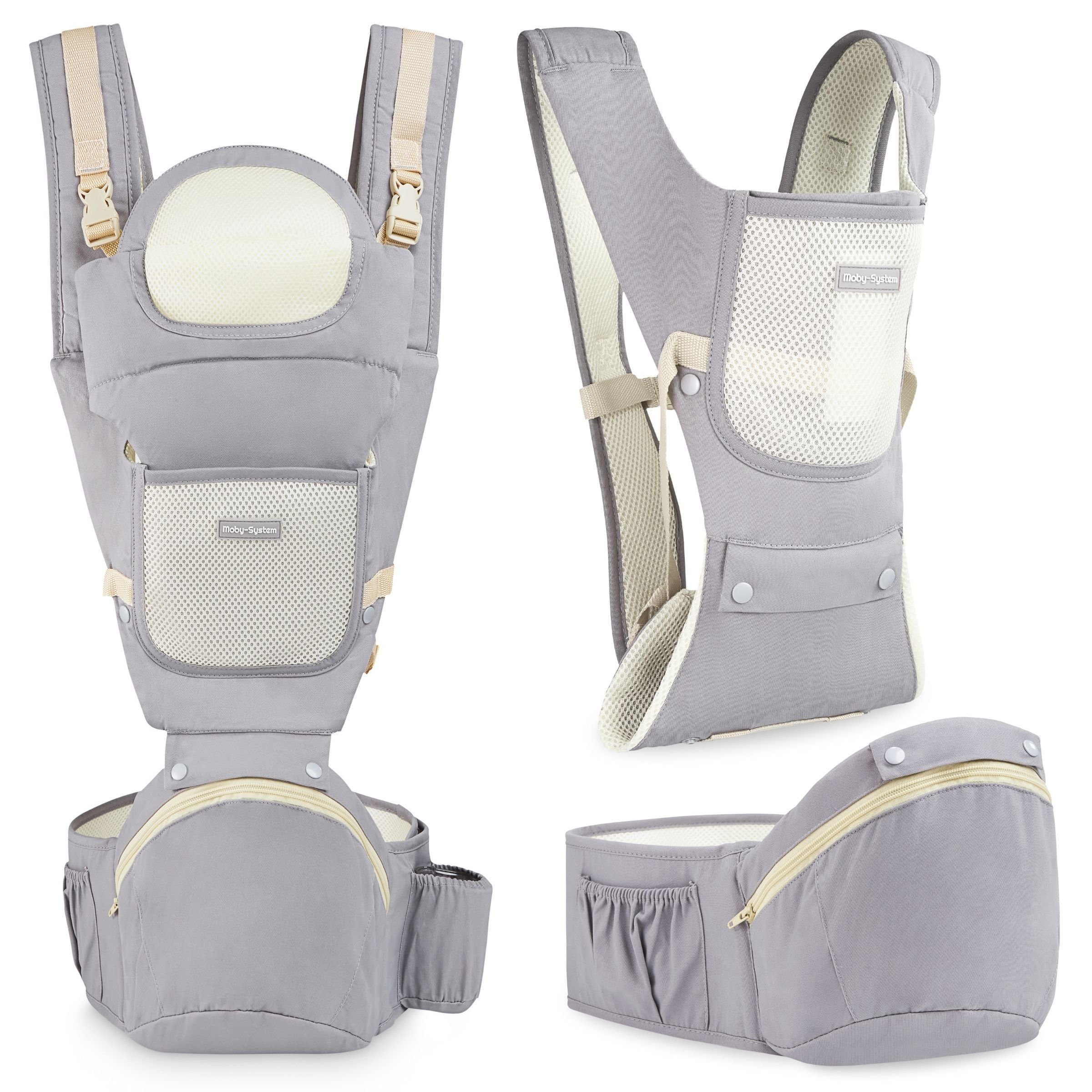 Moby-System Babytrage Ergonomische Babytrage - AMY 10in1 - 0-36 Monate, grau