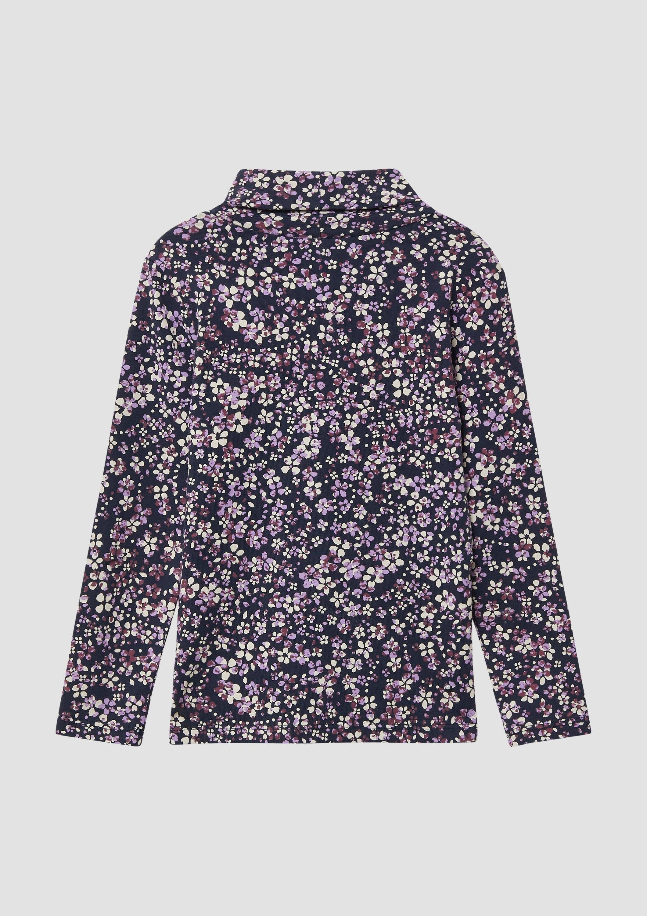 s.Oliver Langarmshirt T-Shirt Longsleeve im Slim Fit mit All-over-Print und Rollkragen