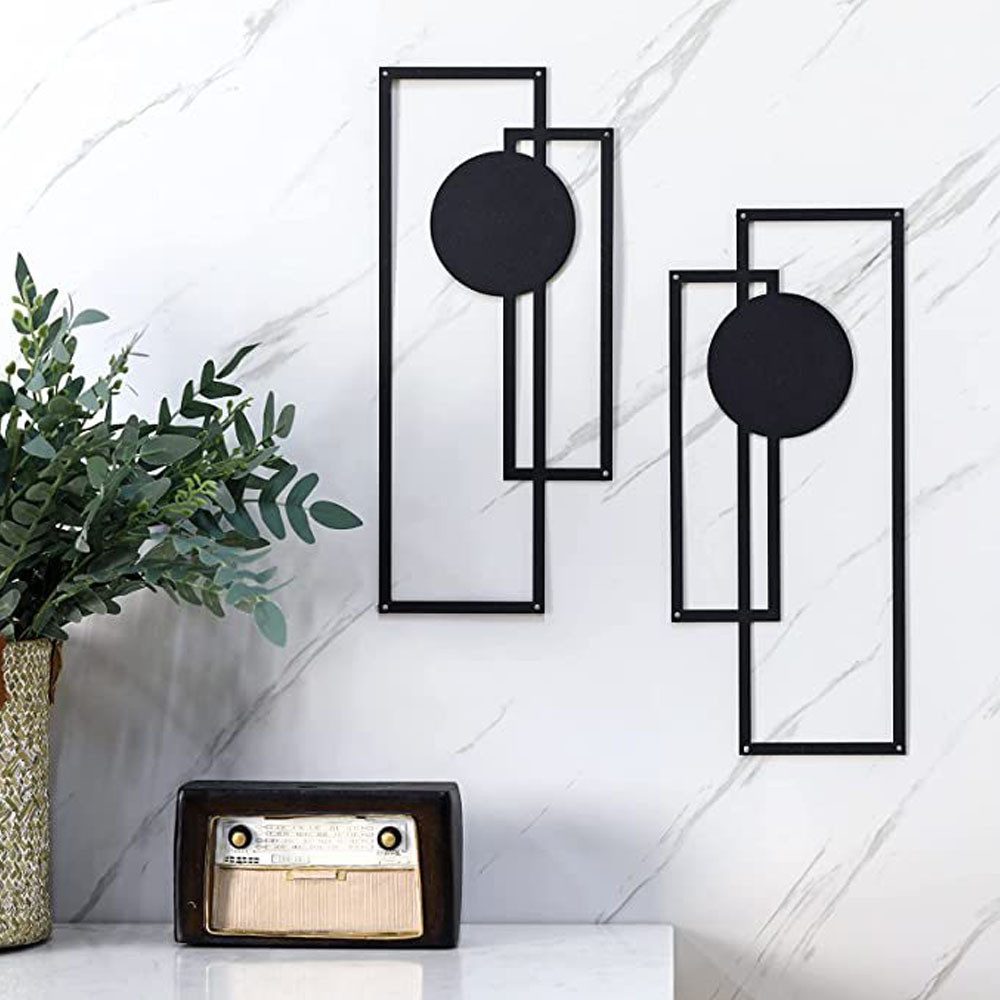 Wanddekoobjekt Abstrakte Metall-Wandkunst, 2 Stück minimalistische Wanddekoration