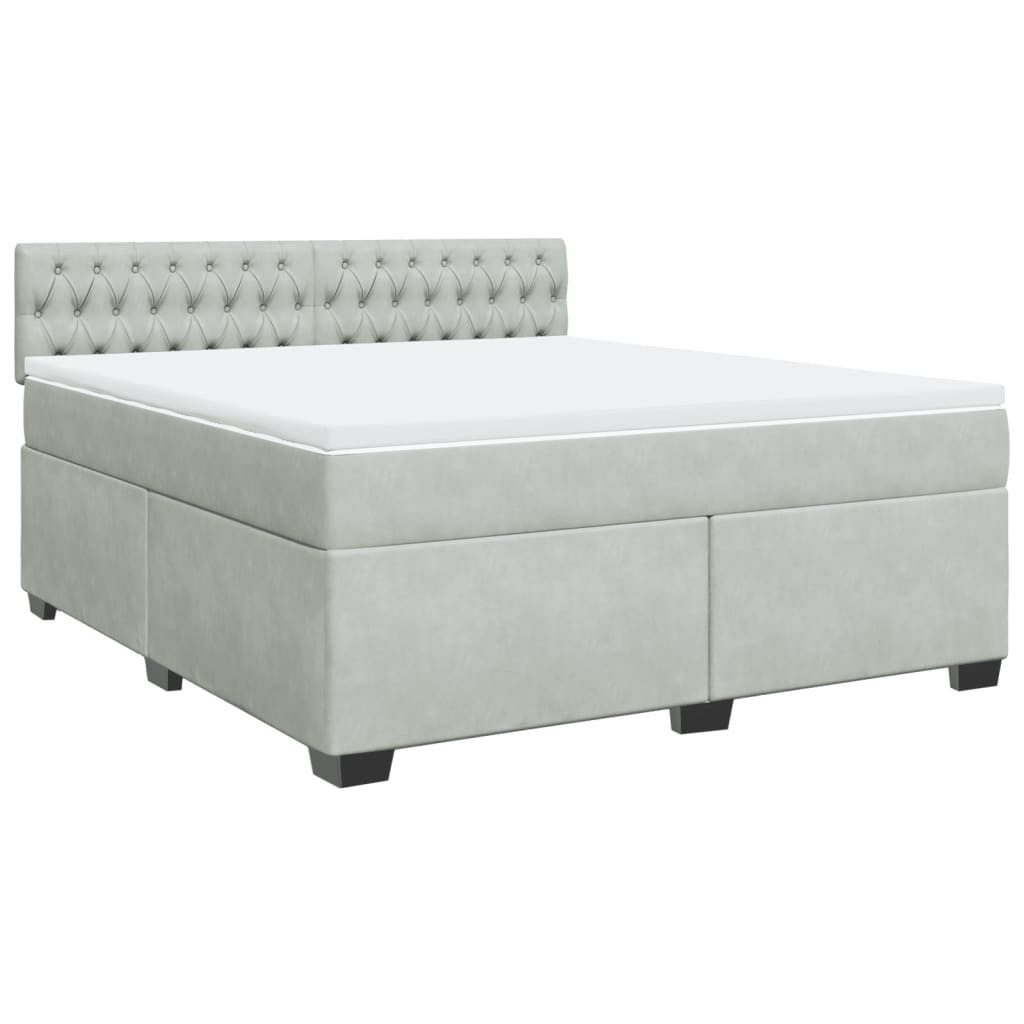 Bett Boxspringbett mit Matratze Hellgrau 180x200 cm Samt