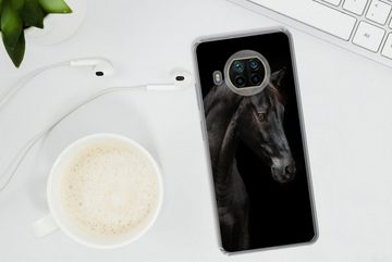 MuchoWow Handyhülle Pferd - Tiere - Schwarz - Porträt, Phone Case, Handyhülle Xiaomi Mi 10T Lite, Silikon, Schutzhülle