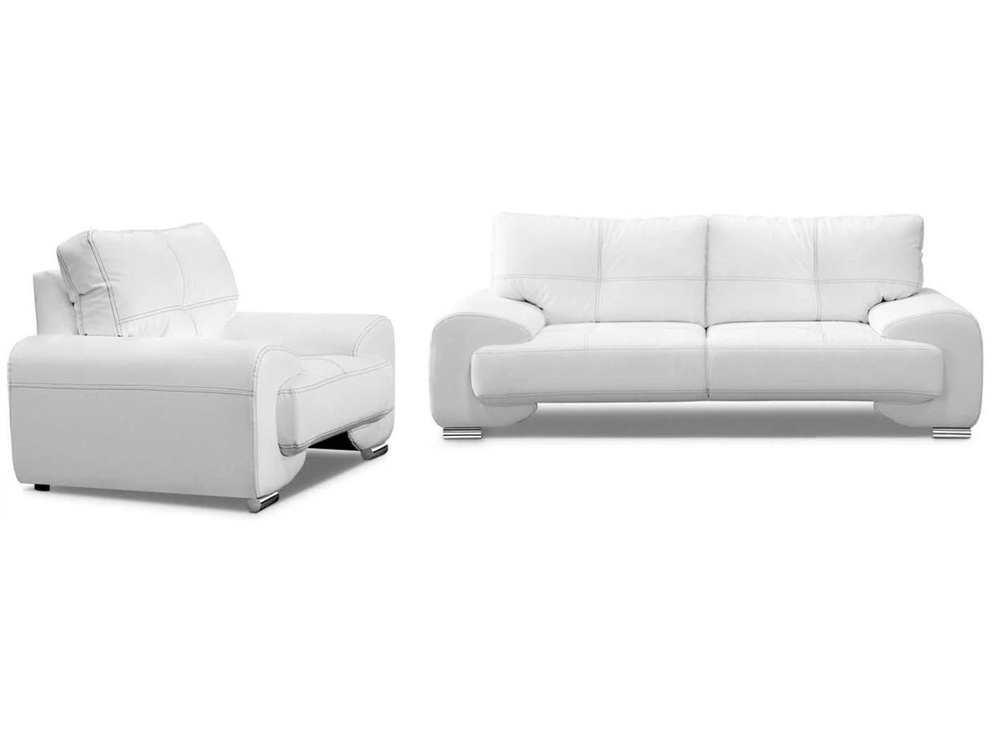 Beautysofa Polstergarnitur OMEGA 3+1 Sofa Set Wohnzimmer Garnitur Kunstleder Couchgarnitur, (modern klassisch bequem, 3-Sitzer Big-Sofa mit Sessel), verschieden – Bild 2 von 5