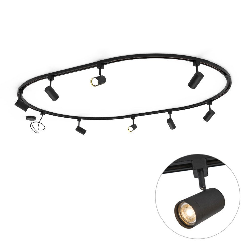Qazqa Schienensystem-Sets Iconic jeana, ohne Leuchtmittel, Warmweiß, QAZQA Schienen­leuchte, gu10, Schwarz, Aluminium, Modern