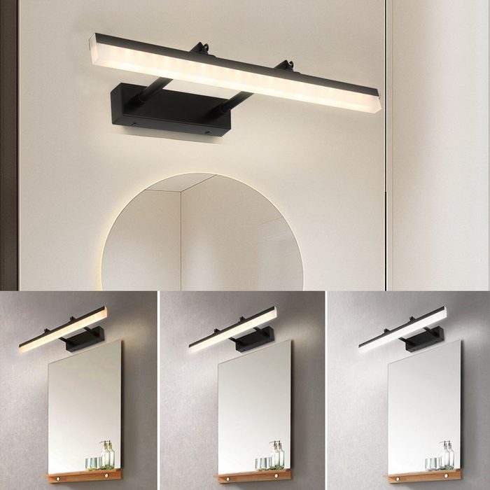 LETGOSPT LED Spiegelleuchte 9W Spiegellampe aus Edelstahl Wandleuchte 40cm