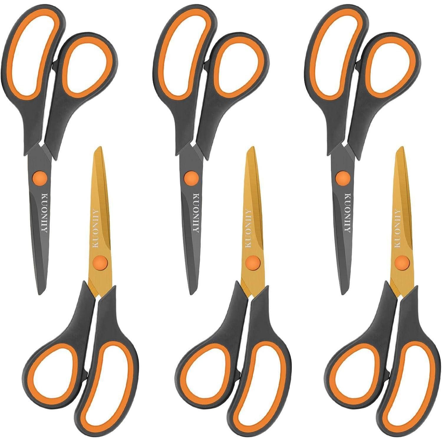 KUONIIY Scheren-Set Schere 20,3 cm Titan-Beschichtung 6 Stück weiche Griffe