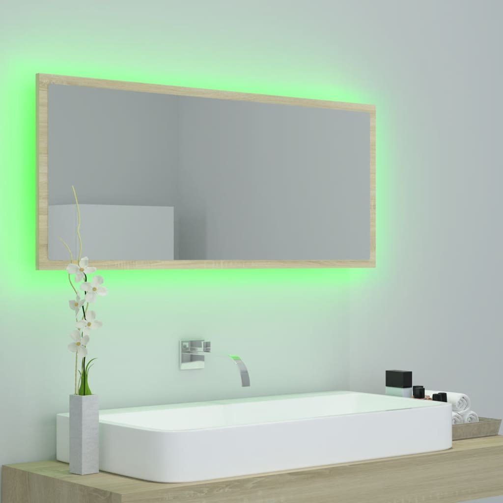100x8,5x37 Acryl Sonoma vidaXL Eiche Badezimmerspiegelschrank cm (1-St) LED-Badspiegel Sonoma-Eiche