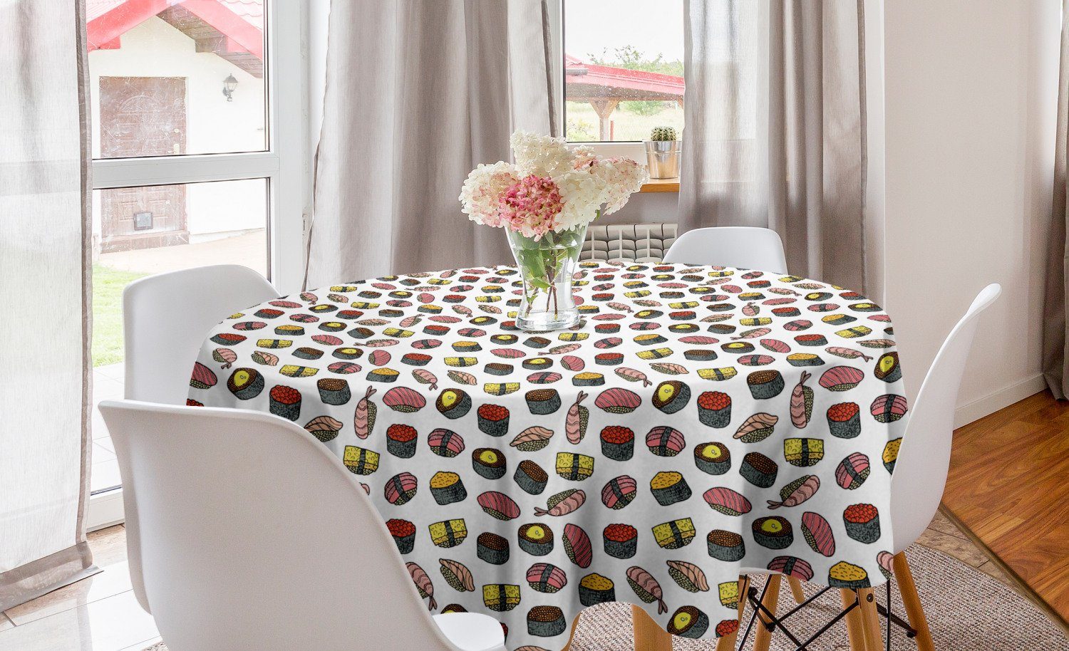 Abakuhaus Tischdecke Esszimmer Küche für Dekoration, Rolls Abdeckung Tischdecke Sashimi Sushi Küche Kreis