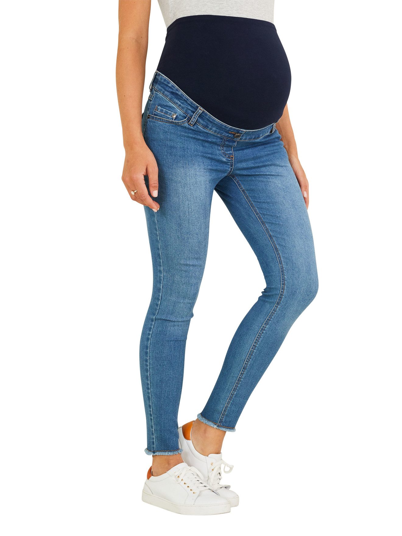 vertbaudet Umstandsjeans 7/8 Slim-Fit-Jeans für die Schwangerschaft, Bundweite verstellbar