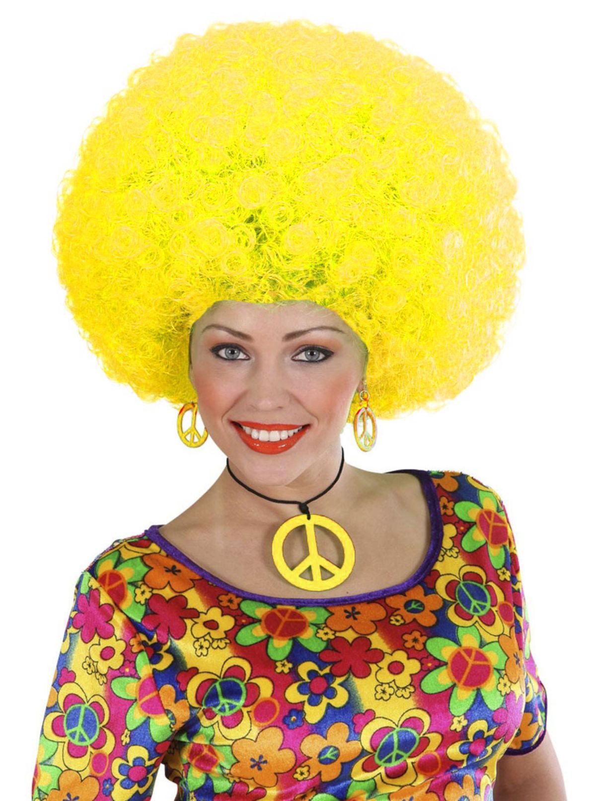 Das Kostümland Kostüm Hippie Peace Schmuck Set 3-tlg., Gelb günstig online kaufen