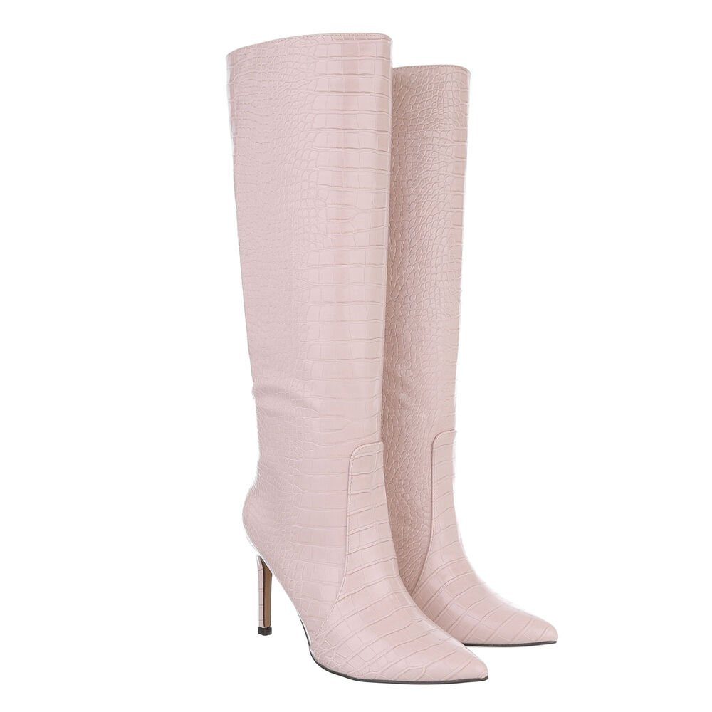 Ital-Design Damen Elegant High-Heel-Stiefel (84456298) Pfennig-/Stilettoabsatz High-Heel Stiefel in Altrosa – Bild 4 von 4