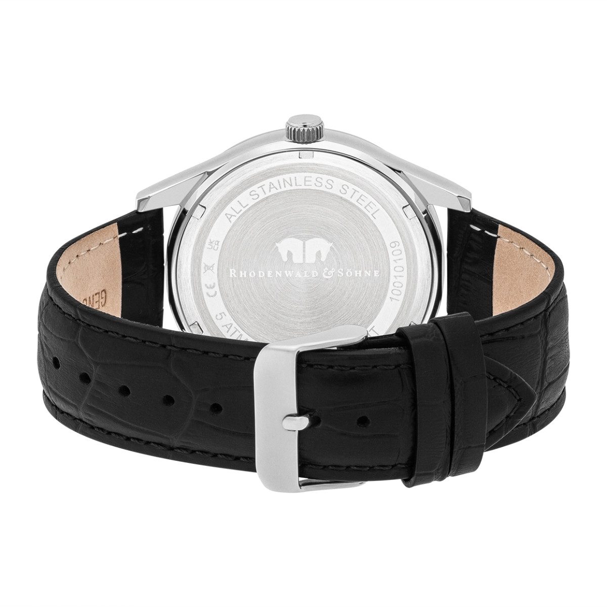 Rhodenwald & Söhne Quarzuhr Couragian schwarz, mit Echtleder-Armband – Bild 5 von 5