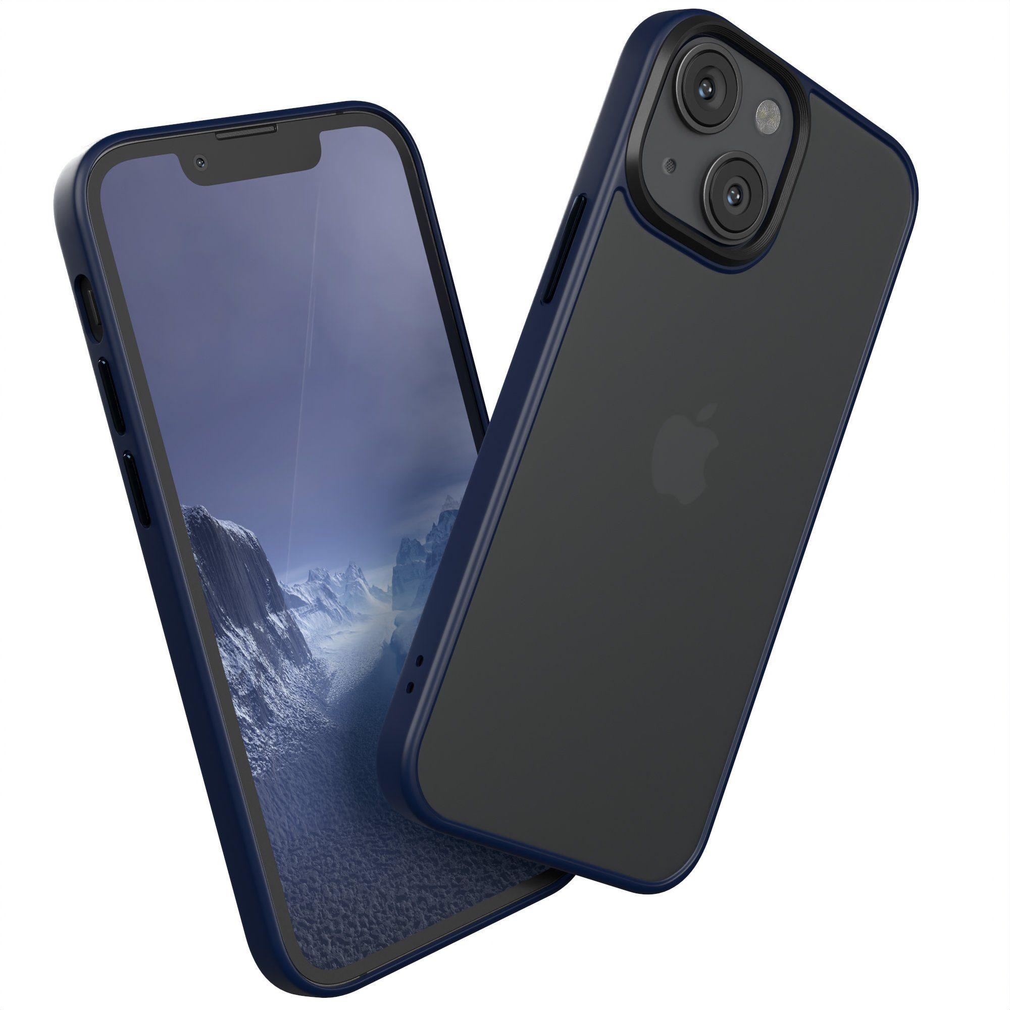 EAZY CASE Handyhülle Outdoor Case für Apple iPhone 13 Mini 5,4 Zoll, Hülle kompatibel mit Qi & Magsafe Robust Back Cover Blau / Nachtblau
