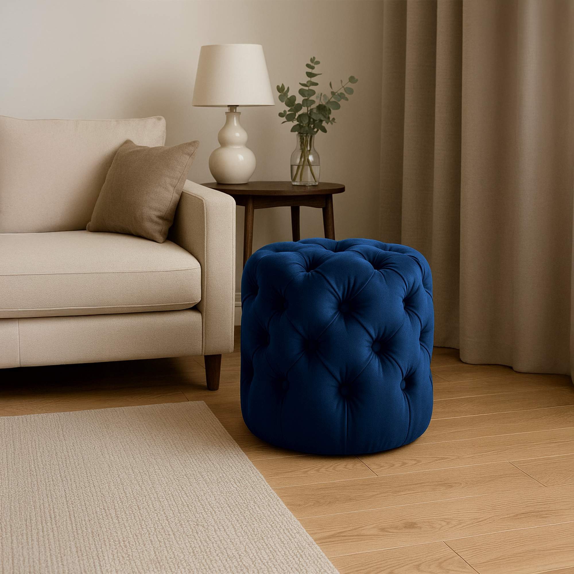 CLP Sitzhocker Drancy Samt (1er, 1 St., 1er), gepolstert mit Zierknöpfen