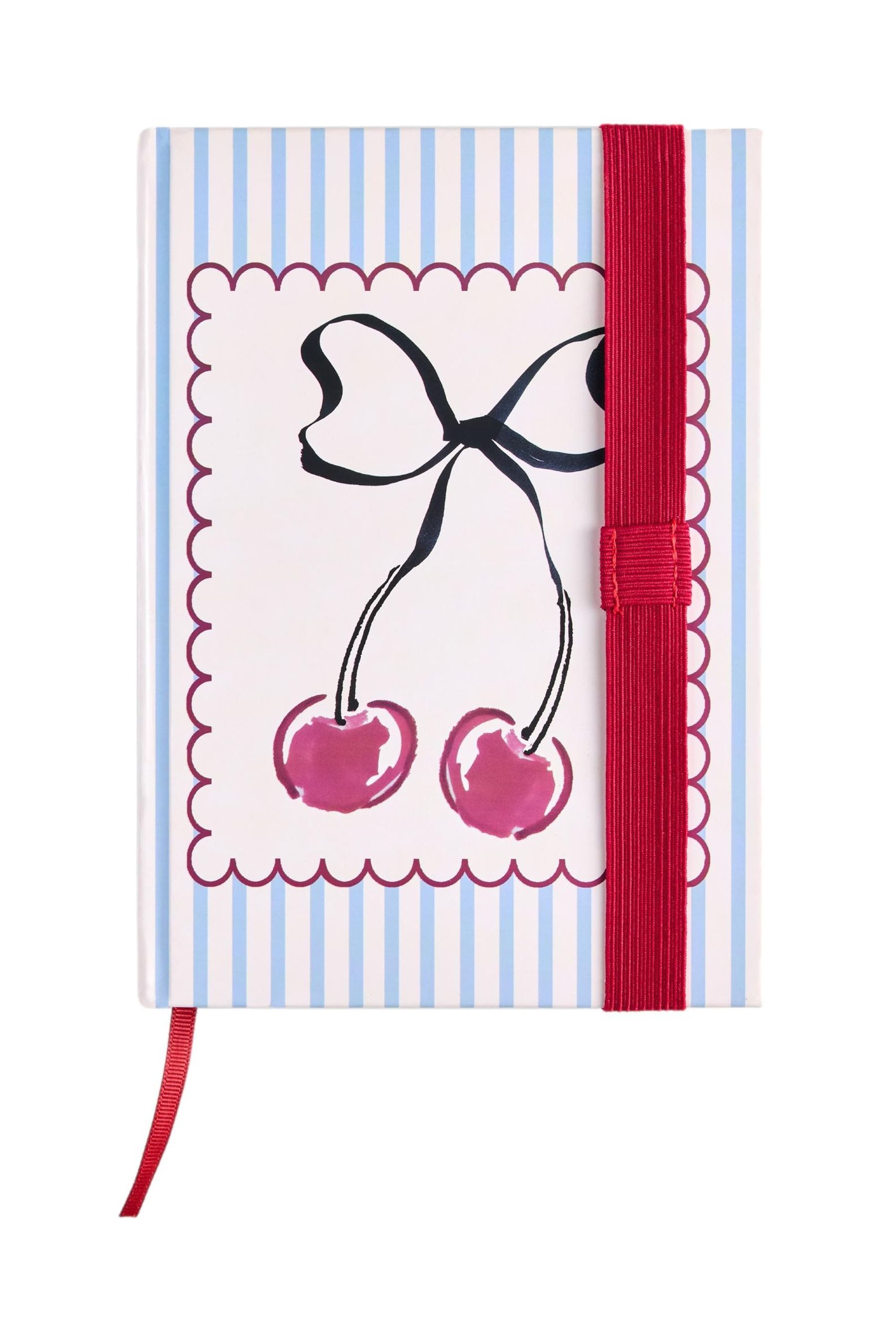 Next Notizbuch A5 liniertes Notizbuch mit Streifen und Kirschen