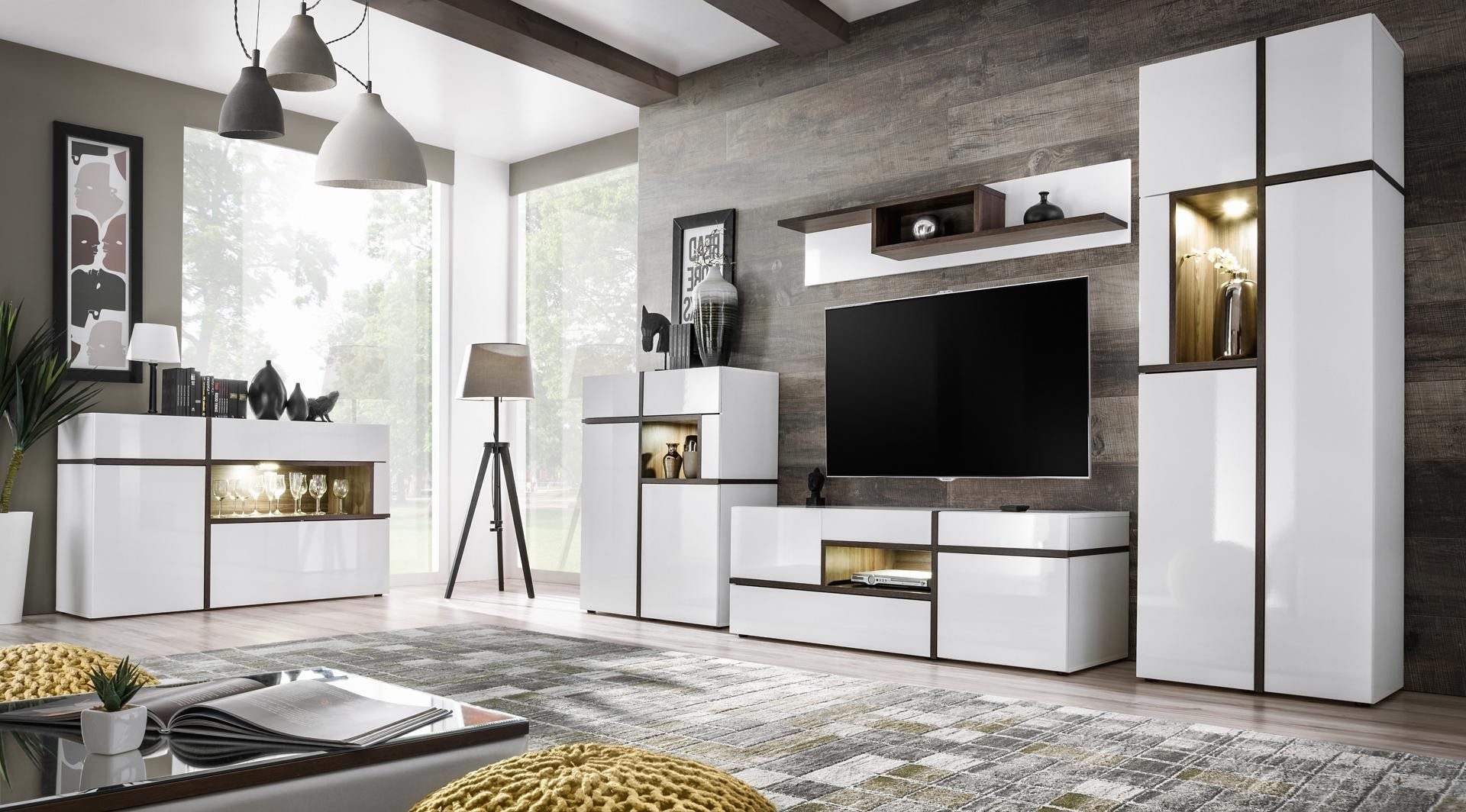 Xlmoebel Wohnwand 5-teiliges TV-Ständer Set aus Holz für modernes Wohnzimmer, (5-St), Made in Europa