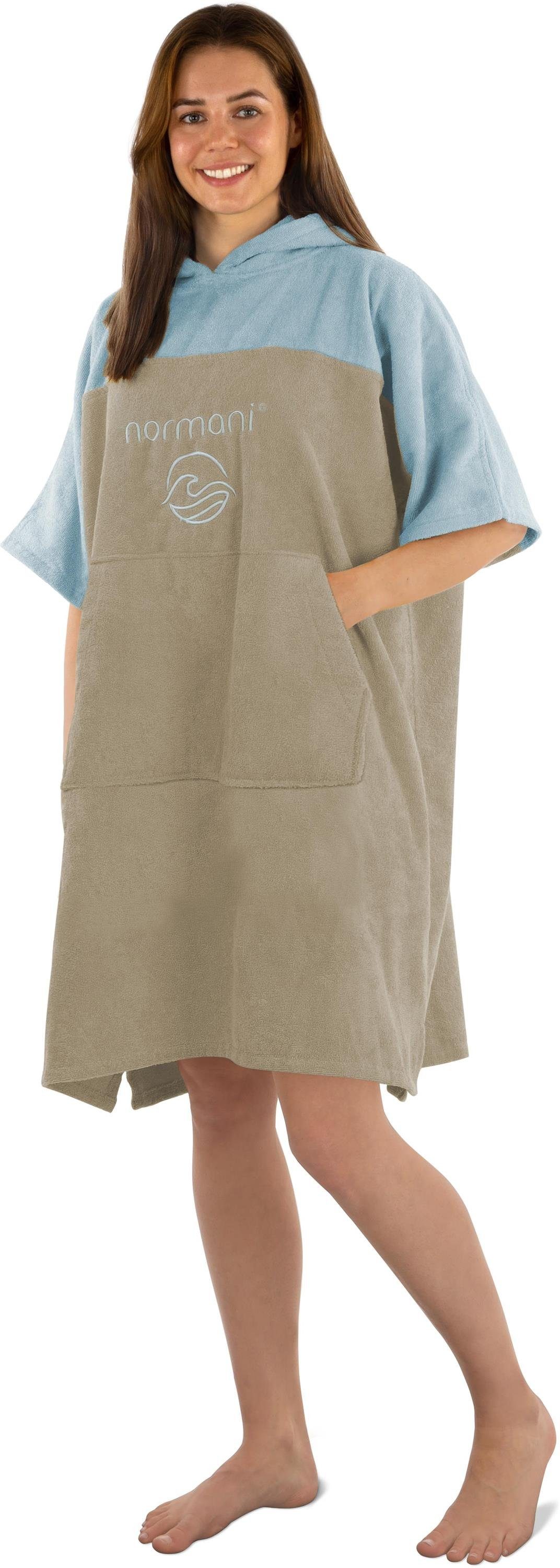 normani Badeponcho Surfer Poncho Kuta, Bio-Baumwolle, Kapuze, Schlupf, Badeponcho aus 100 % saugstarker Bio-Baumwolle