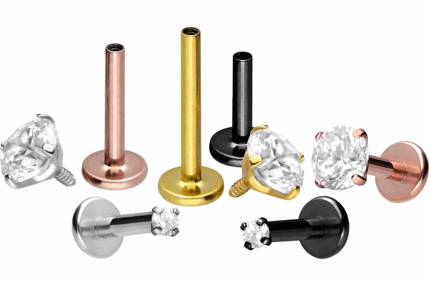 PIERCINGLINE Piercing-Set Titan Labret mit Innengewinde EINGEFASSTER KRISTALL (Labrets, 1-tlg)