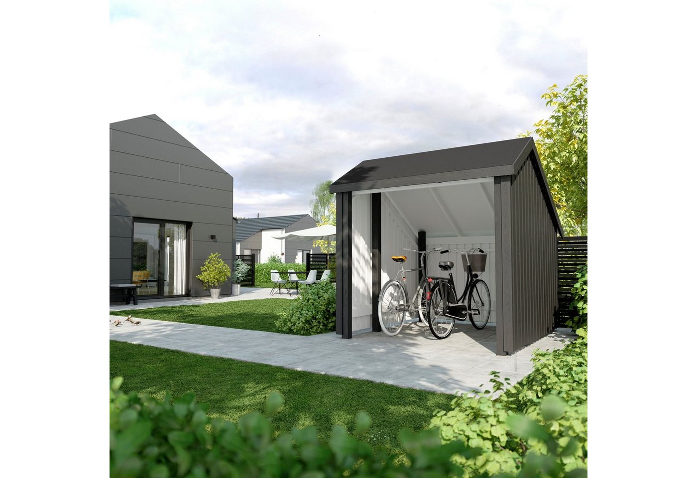 Thumbnail - PLUS Gartenhaus, BxT: 248x229 cm, (Packung), Fahrradunterstand offen, inkl. Dachpappe/Aluleisten/H-Pfostenfüße