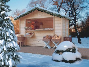 Karibu Gartenhaus Verkaufshaus 2 naturbelassen, BxT: 304x202 cm, aus hochwertiger nordischer Fichte