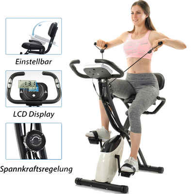 Rutaqian Heimtrainer Magnetische Klappbarer Heimtrainer für Cardio Workout Indoor Cycling (mit Traningscomputur und Expanderbänder)