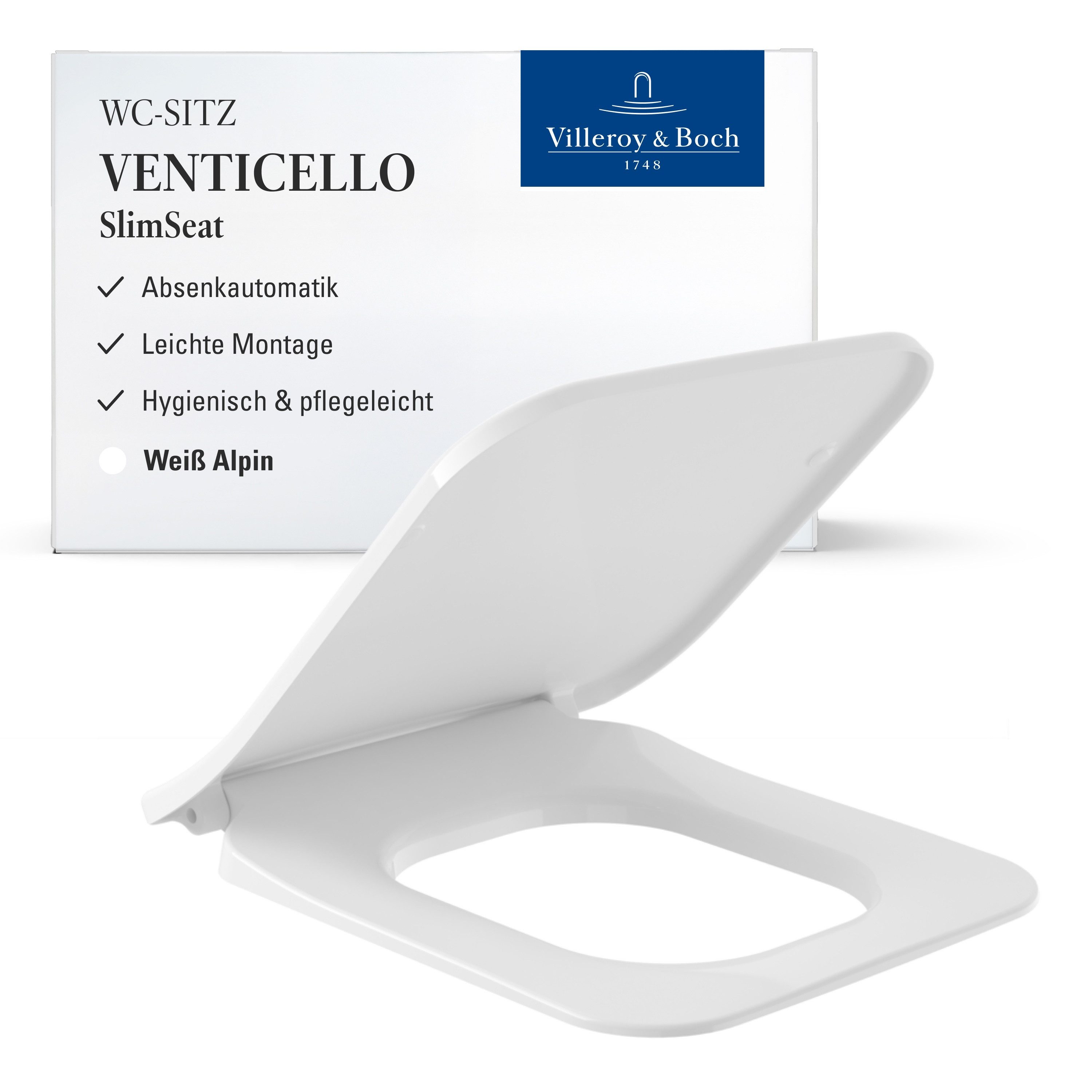 Villeroy & Boch WC-Sitz Venticello, mit Absenkautomatik, abnehmbar, Sandwich-Slim Design, aus Duroplast
