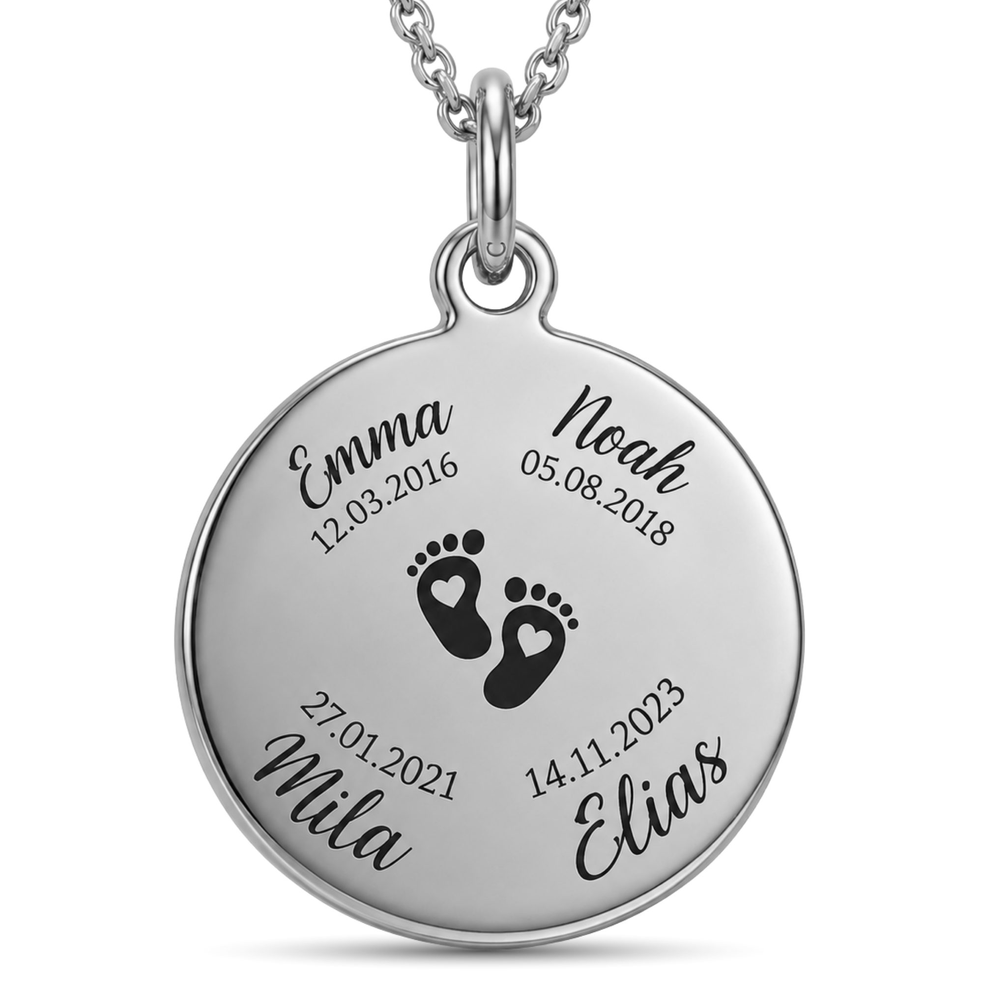 BS Schmuckdesign Kette mit Anhänger mit Gravur Familienkette mit Kindernamen Namenskette für Mama Edelstahl vergoldet (inkl. Gravur), personalisiert inkl. Geschenkbox