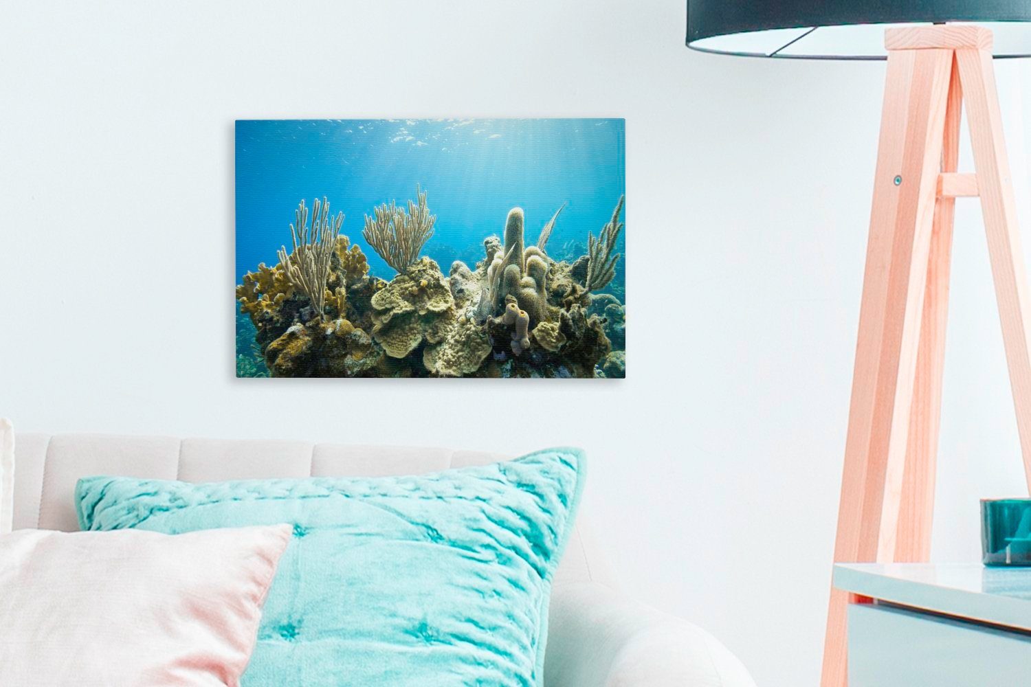 30x20 (1 Meer, klaren Aufhängefertig, Leinwandbild Korallen Leinwandbilder, in cm Wanddeko, Wandbild St), einem OneMillionCanvasses®