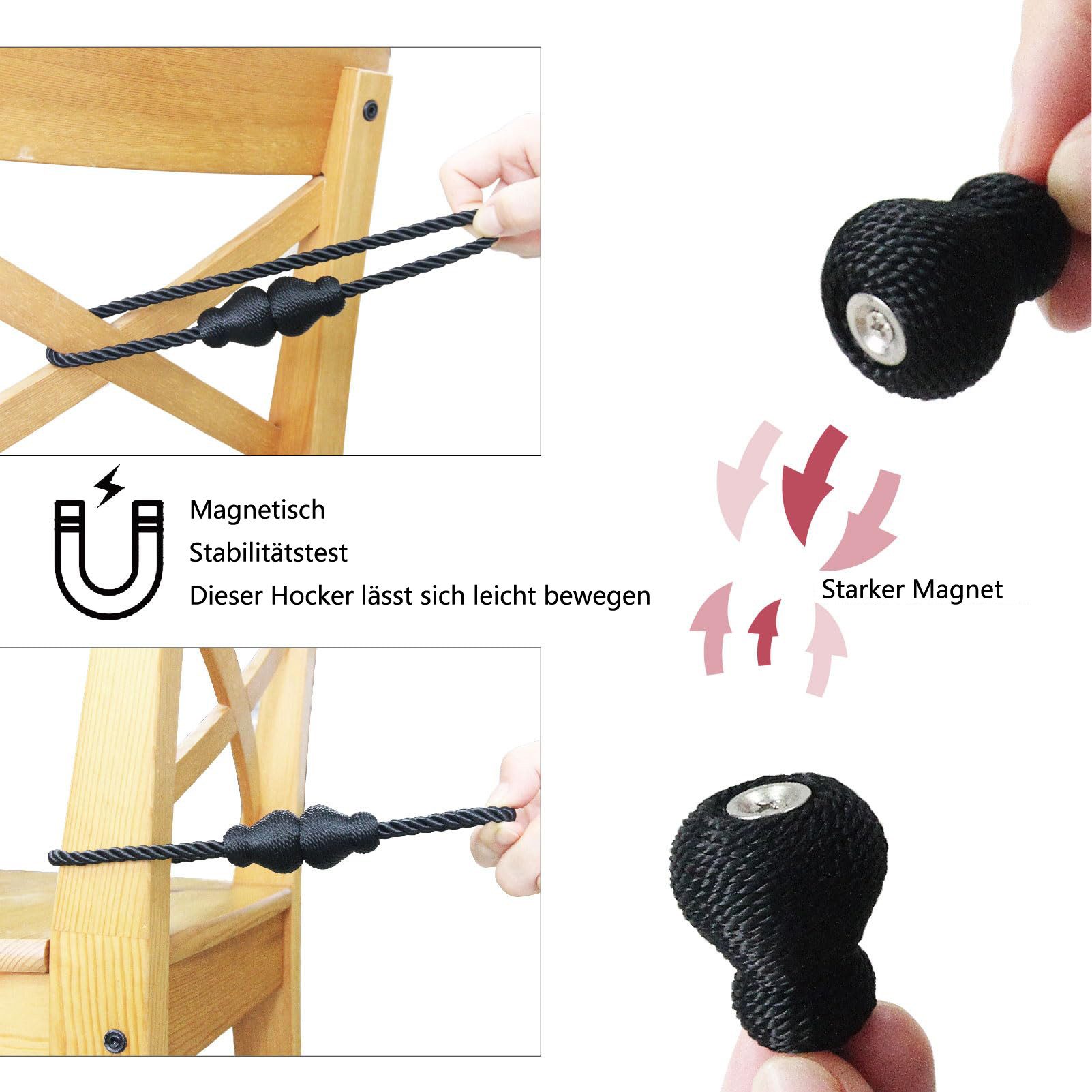 Agger Raffhalter Magnetische Raffhalter 2 Stück für Vorhänge – Dekorative Seil, (2-tlg), Raffhalter mit Magnetverschluss für Innen- und Außenbereich