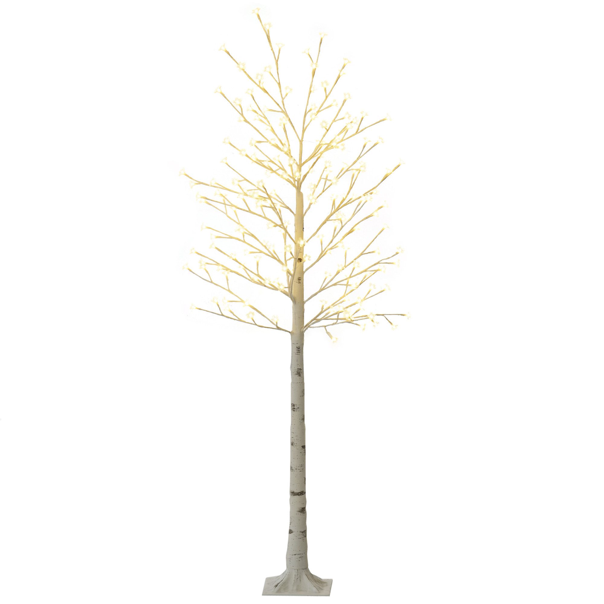 HOMCOM LED Baum Kunstbaum, Kirschbaum mit 180 LEDs, 3 Helligkeitsstufen, Osterdeko, Warmweiße LED-Lichter, LED, Warmweiß, Vorbeleuchtete Design