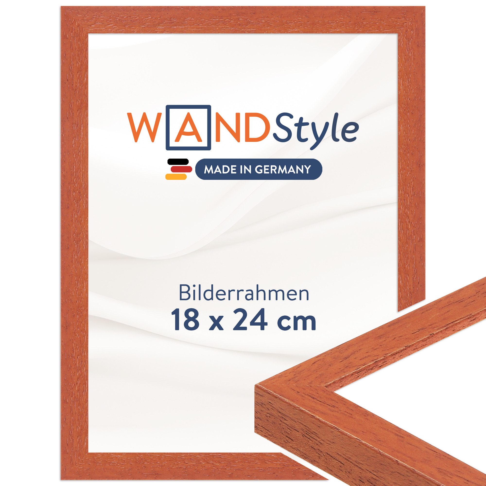 WANDStyle Bilderrahmen H950, Kirschbaum Bilderrahmen 18x24, Moderner Fotorahmen Kirschbaum 18x24