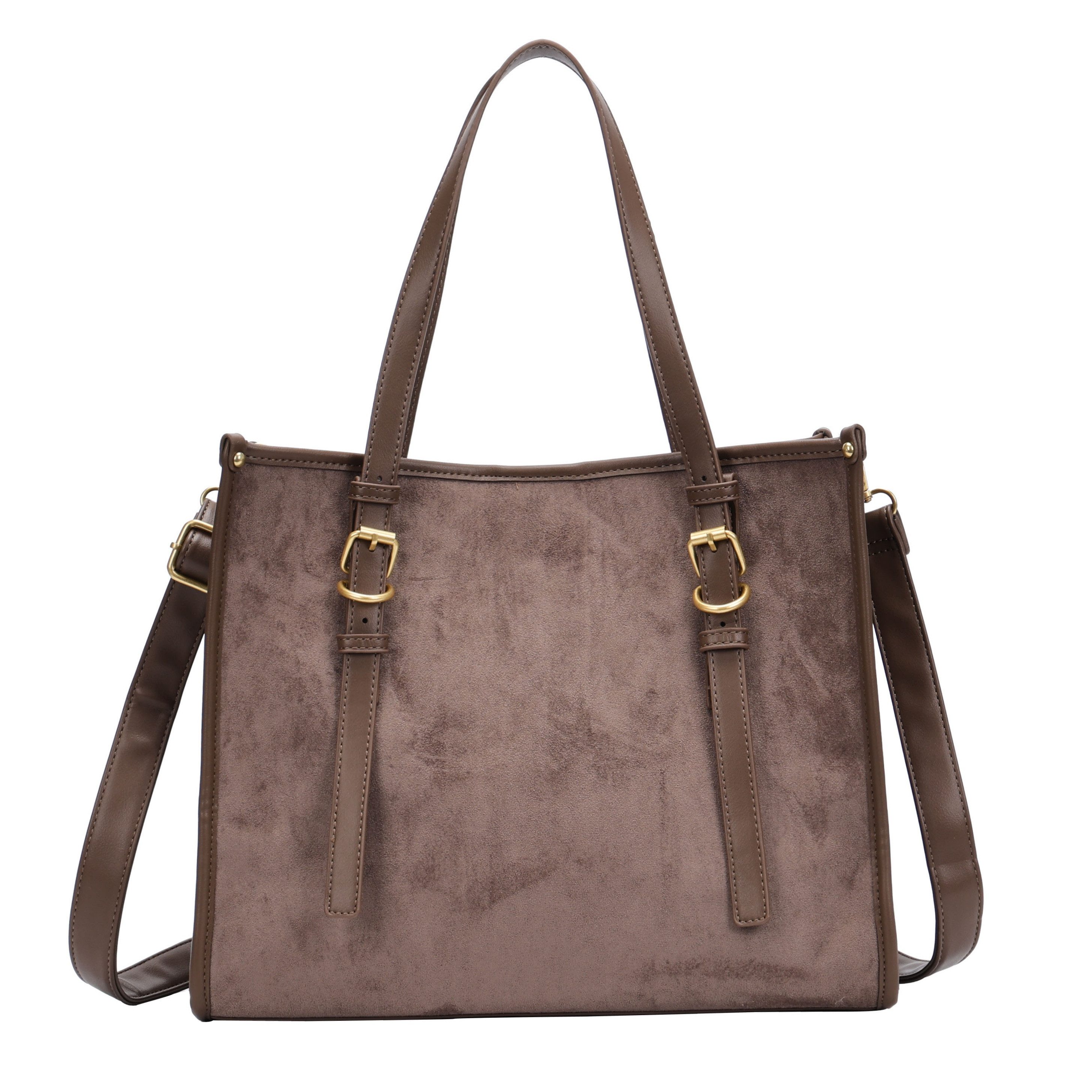 MIRROSI Shopper Damen Schultertasche in Wildleder-Optik, große Handtasche (Handtasche mit Magnetverschluss & Innenfach, ca. 34 x 13 x 29 …