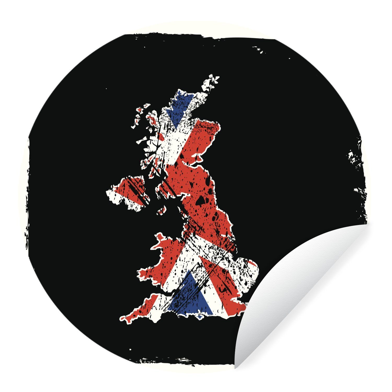 MuchoWow Wandsticker Illustration der britischen Flagge in Form des Vereinigten Königreichs (1 St), Tapetenkreis für Kinderzimmer, Tapetenaufkleber, Rund, Wohnzimmer | Wandtattoos
