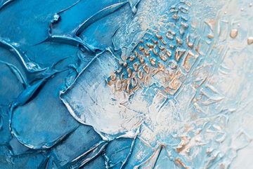 YS-Art Gemälde Pazifik, Abstraktion, Vertikales Leinwand Bild Handgemalt Abstrakt in Blau