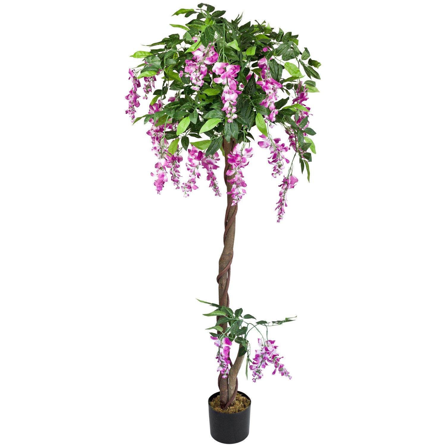 Kunstbaum Blauregen Wisteria Glyzinie Künstliche Pflanze mit Echtholz 160 cm Blauregen, Decovego, Höhe 160 cm