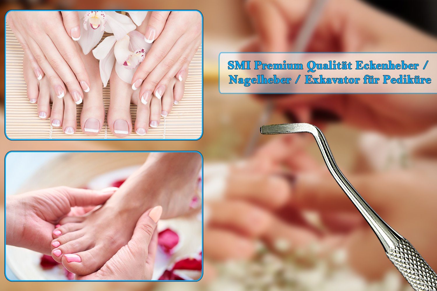 SMI Nagelzange Kopfschneider mit Eckenheber Nagelheber Fußnagelzange Fußpflege, doppelseitig und gebogen