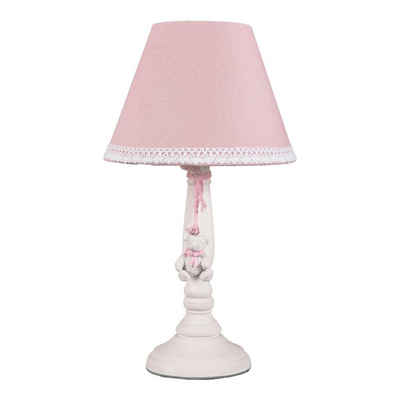 Grafelstein Tischleuchte Tischlampe LITTLE BEAR rosa weiß Vintage Kinderzimmer mit Schleife und Bär E14
