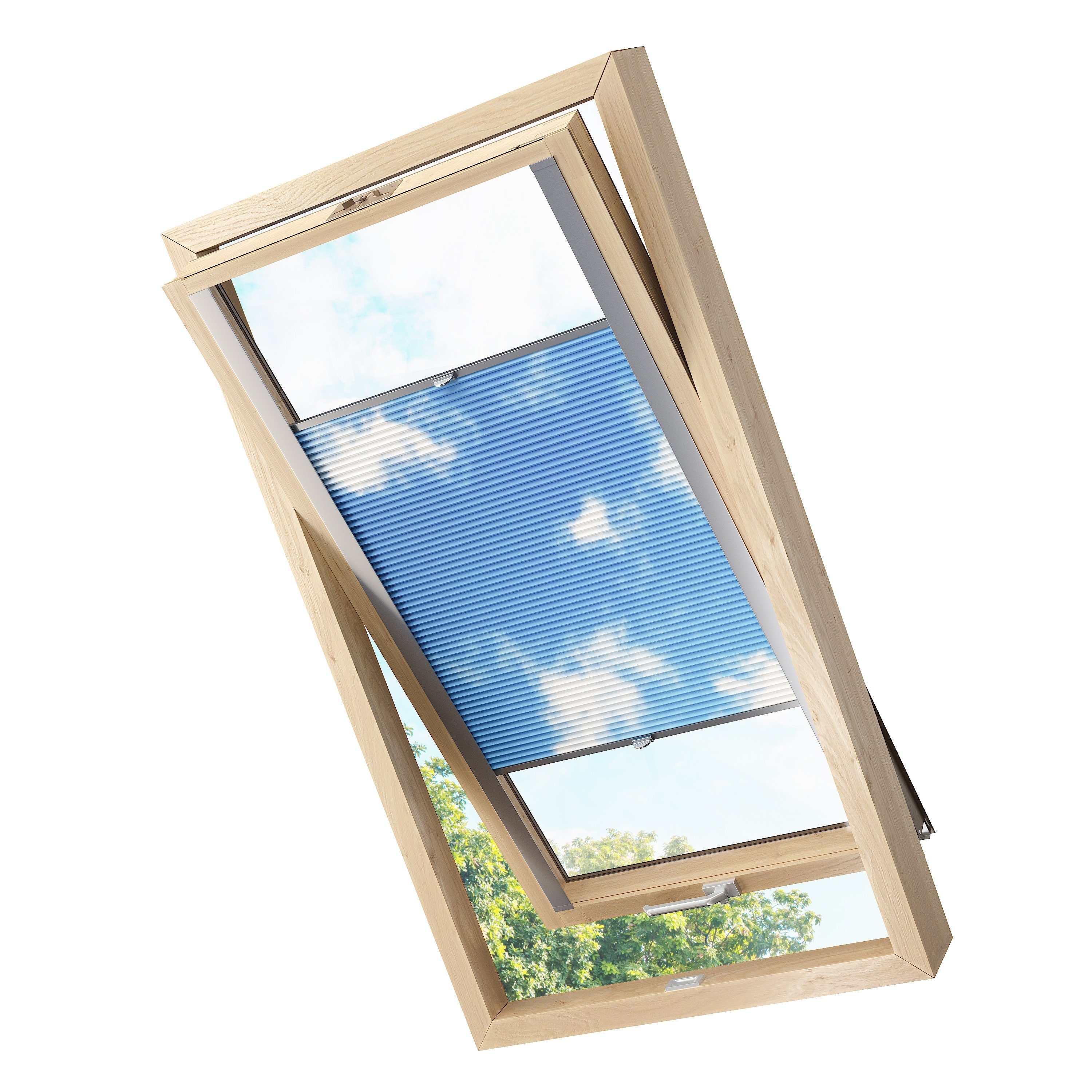 24 SKY VERDUNKELND VELUX, Dachfensterplissee THERMO Handel BLAU KOMPATIBEL MIT WEISS KS FALTROLLO