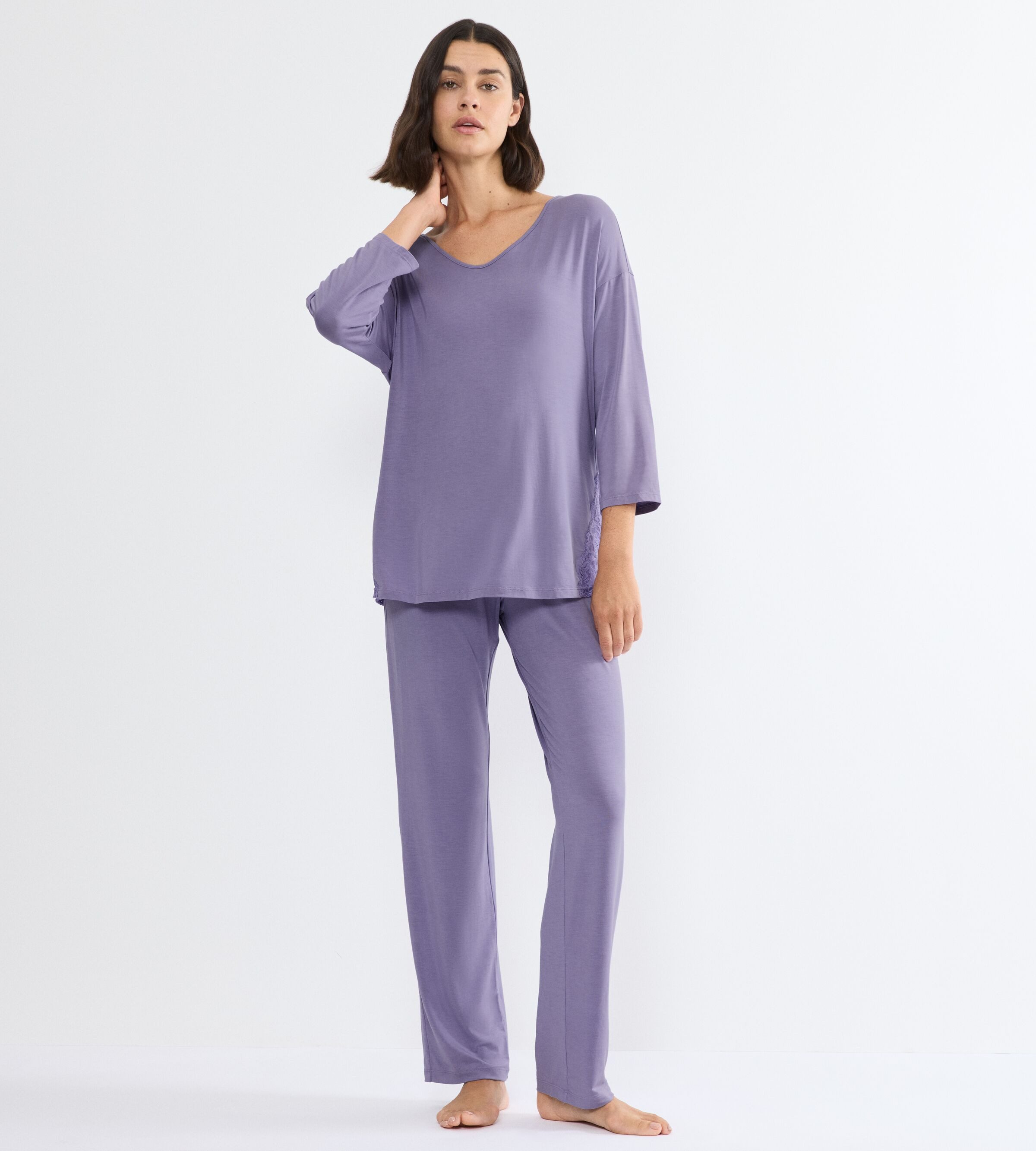 Triumph Schlafanzug Timeless Sensuality PK 3/4 Sleeves atmungsaktiv und weich, Spitze
