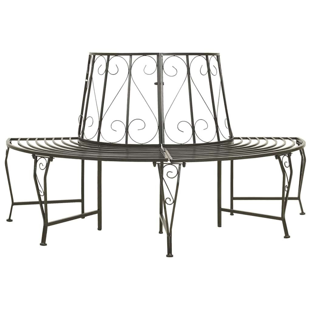 furnicato Baumbank Halbrunde aus Stahl 160 x 80 x 89 cm Silbergrau (1-St)