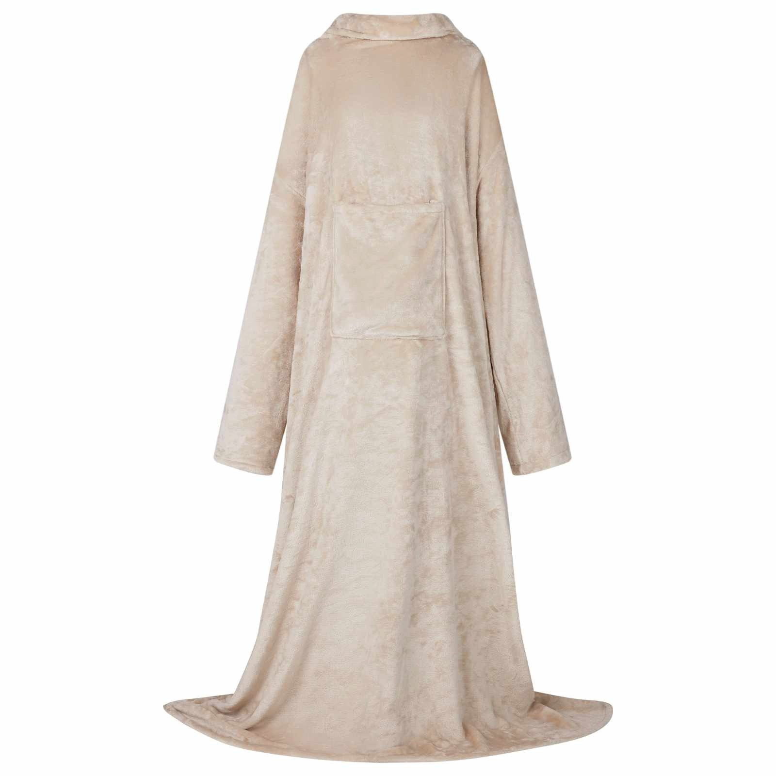 Unisex-Bademantel Decken-Hoodie Beige F Flanell