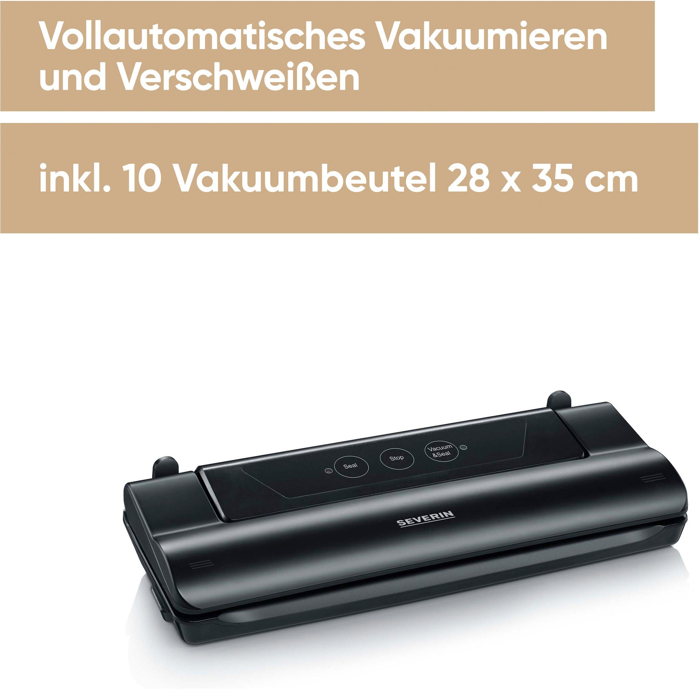 Severin Vakuumierer FS 3610, 110W, automatisches Vakuumieren + Verschweißen, inkl. 10 Beutel 28 x 35 cm