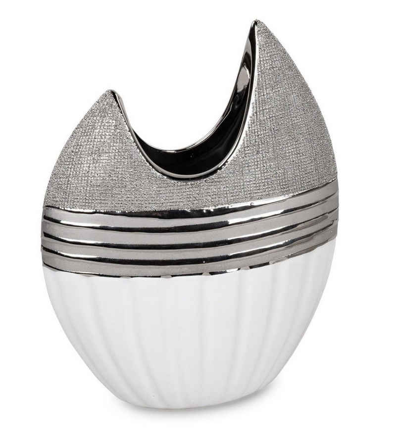 formano Dekovase White Silver, Silber B:16cm H:21cm Keramik