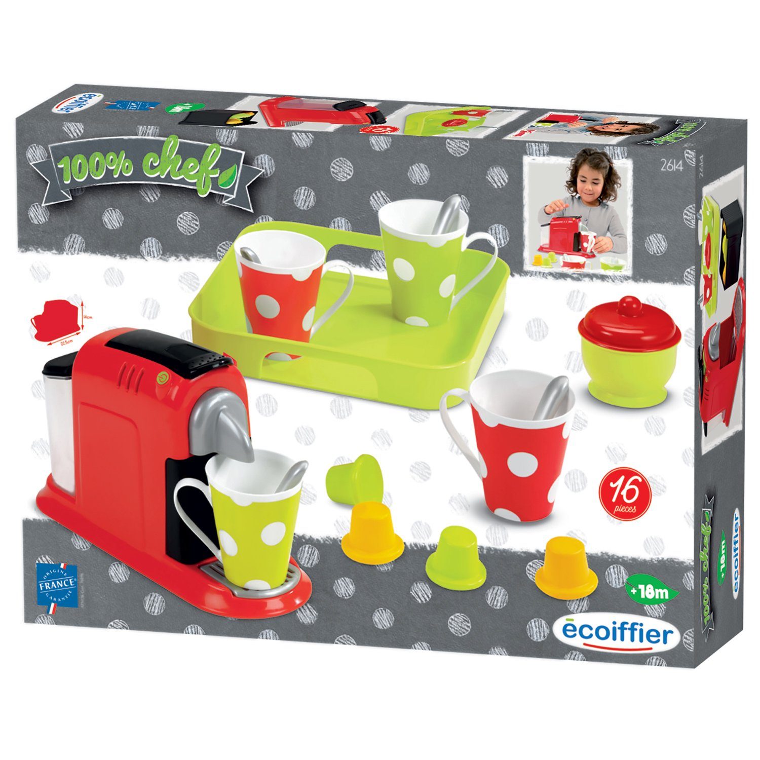 Ecoiffier Spielgeschirr Spiele-Set Espressoset Spielzeug Espresso-Maschine günstig online kaufen