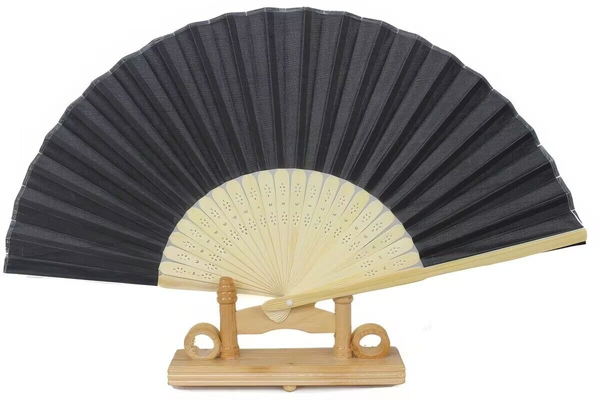 Yudu Handfächer 2 stück Seidenstoff Віяла Handfächer Lichteffekte Bambus glatt