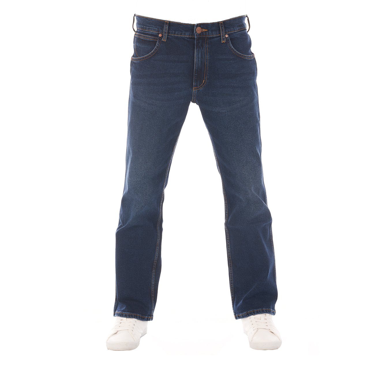 Wrangler Bootcut-Jeans Herren Jeanshose Jacksville Boot Cut Denim Hose mit Stretch Classic Blue (WSS5KPXED)