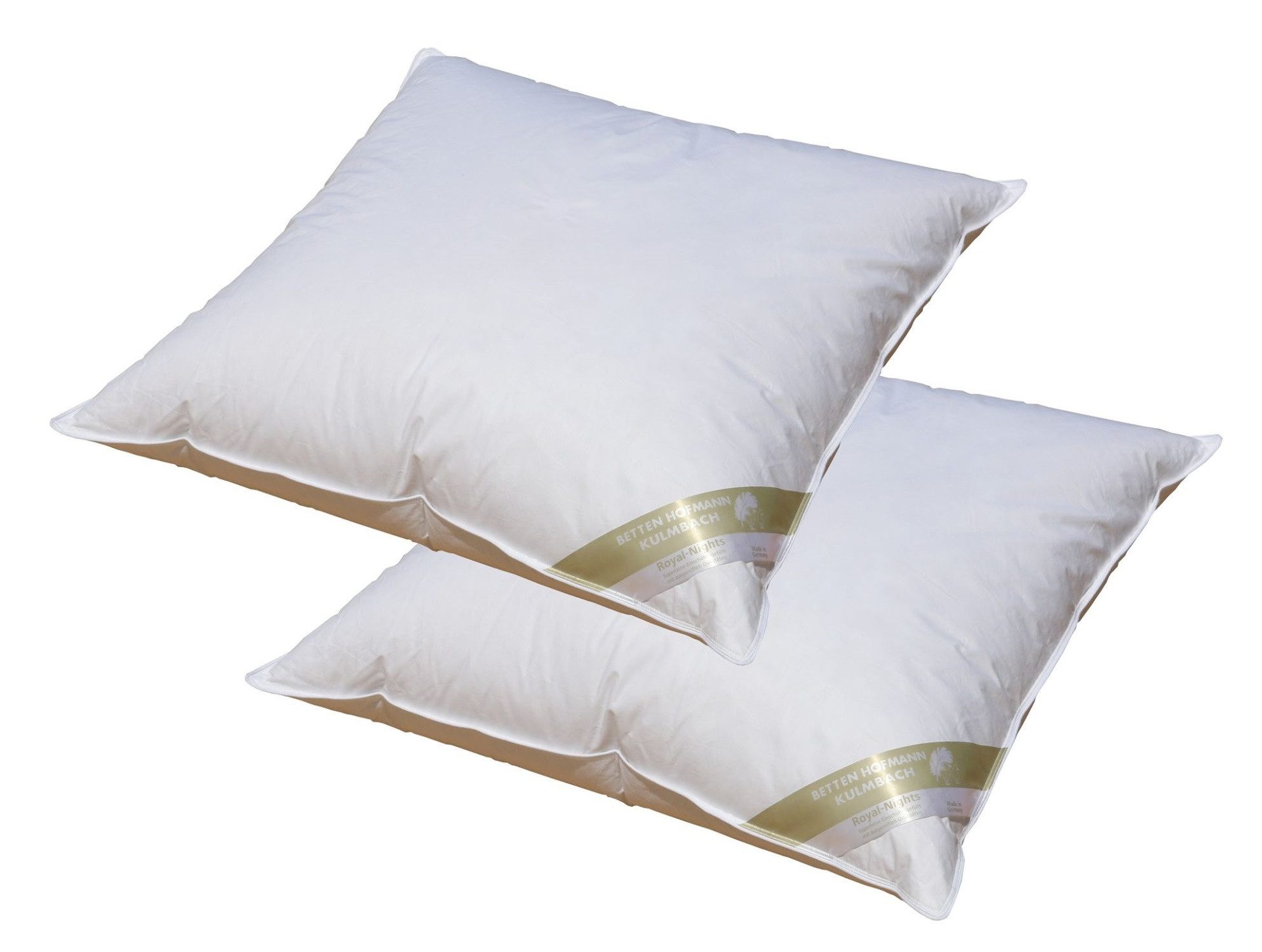 Betten Hofmann 3-Kammer-Kopfkissen 2 Stück Betten Hofmann Luxus 3-Kammer-Kopfkissen 80x80 cm Luxuskissen, Füllung: Federn und Daunen, Bezug: 100% Baumwolle, Seitenschläfer, Rückenschläfer, 2-tlg., weich und unterstützend, made in Germany, allergikergeeignet
