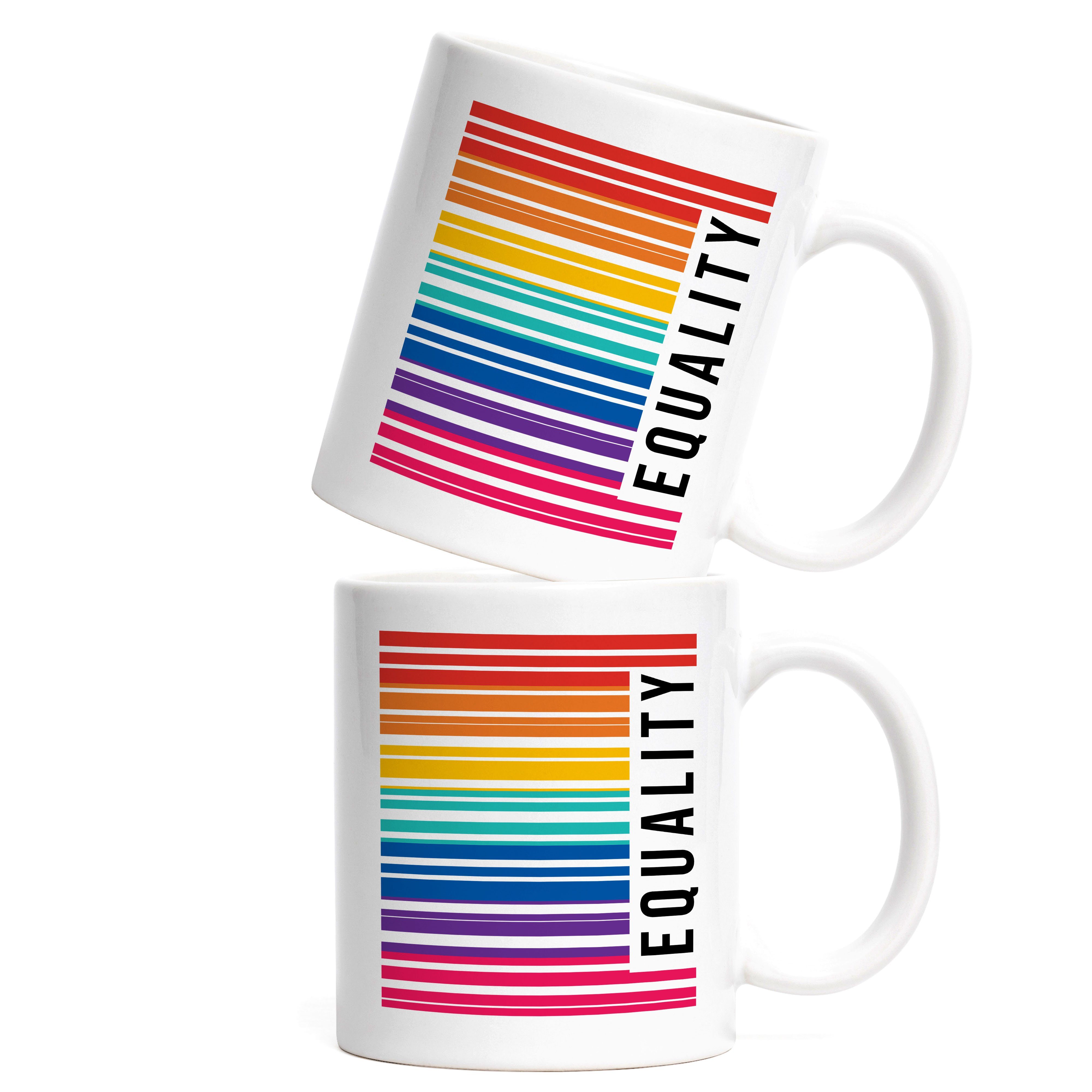 Hey!Print Tasse LGBT Equality CSD Geschenk Queer Week Homosexuell Regenbogen LGBTQ Gay Tasse LGBT Weiß Barcode Pride Pride