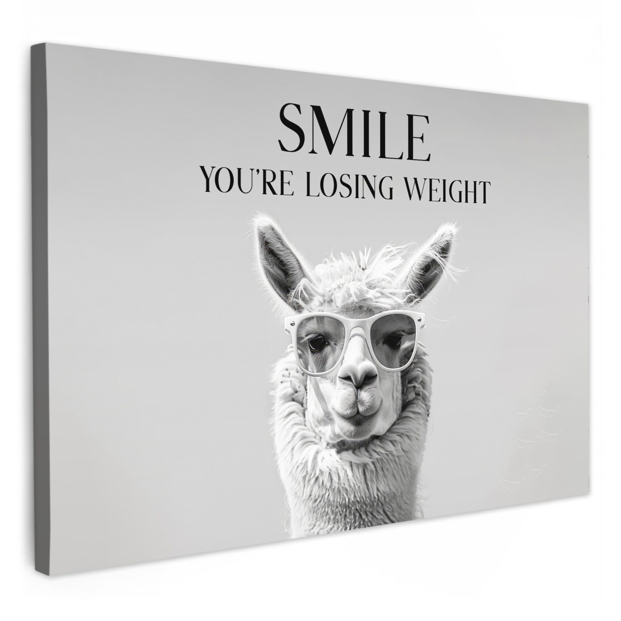 OneMillionCanvasses® Leinwandbild Zitat - Lama - Smile - Sprüche - Grau, Fo günstig online kaufen